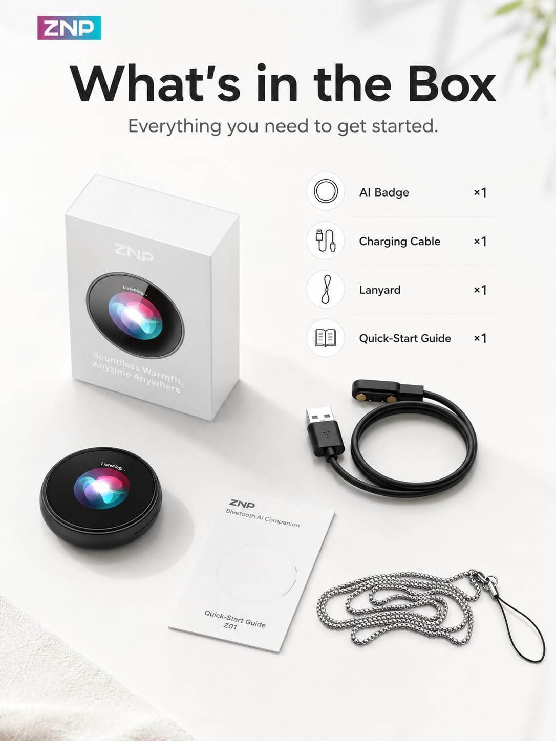 ZNP Z01 AI Companion Digital Badge wearable translator
